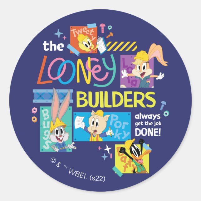 Adesivo Redondo INSETOS BUNNY BUILDERS™| A Colagem Looney Builders (Frente)