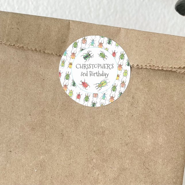 Adesivo Redondo Insetos de Amor Bolo de Aniversário Infantil (Criador carregado)