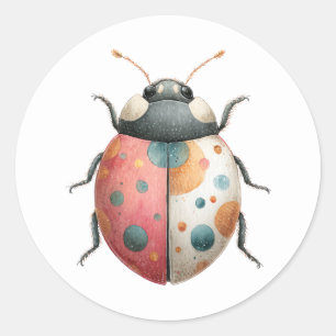 Adesivo Redondo Insetos de Aquarela com Ilustração do Inseto do Be