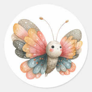 Adesivo Redondo Insetos de Aquarela da Ilustração da Borboleta de 