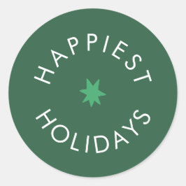 Adesivo Redondo Insígnia de Estrela de Férias Mais Feliz