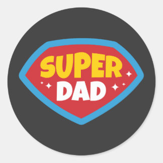 Adesivo Redondo Insígnia de Super-Herói Retro Super Pai
