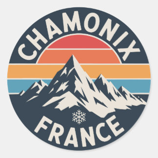 Adesivo Redondo Insígnia Retro da Montanha Chamonix França
