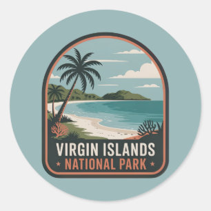 Adesivo Redondo Insígnia Tropical do Parque Nacional das Ilhas Vir
