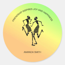 Adesivo Redondo Inspiração, Colorido da dança da felicidade