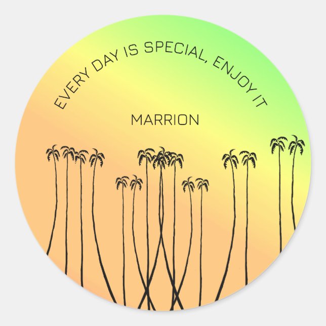 Adesivo Redondo Inspiração, fantástico Verão tropical (Frente)