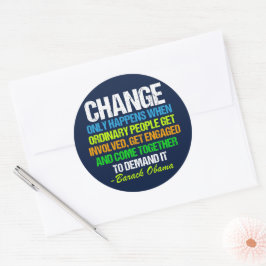 Adesivo Redondo Inspiração Obama Cita Mudança Política