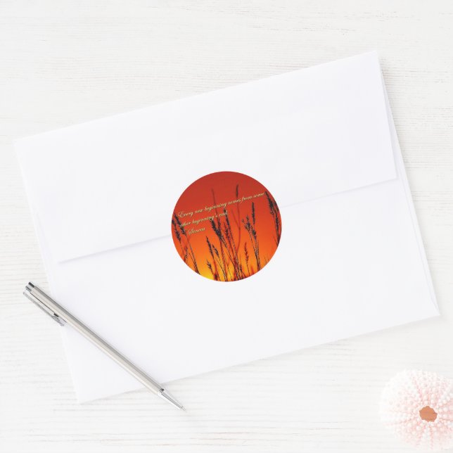 Adesivo Redondo Inspiração Silhuette Sunset (Envelope)
