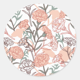 Adesivo Redondo Inspirado na Natureza Floral: Padrão de Flor de Cr