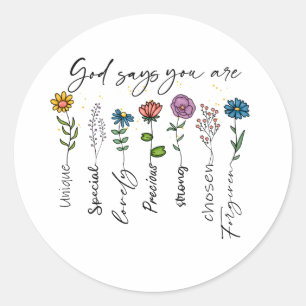 Adesivo Redondo Inspirador Flor Silvestre Religiosa Cristã Fé