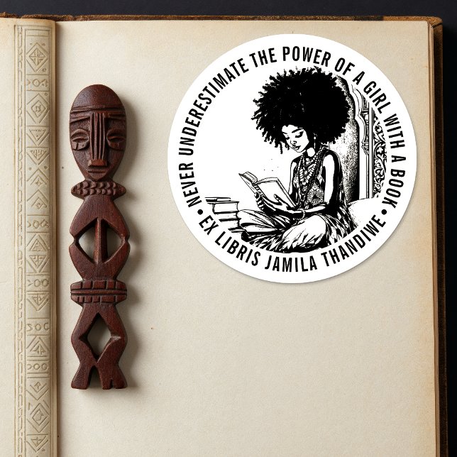 Adesivo Redondo Inspirando "Poder de uma Menina" Ex Libris Bookpla (Criador carregado)