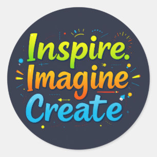 Adesivo Redondo Inspire. Imaginem. Criar