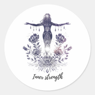 Adesivo Redondo Inspire Serenidade - Arte de Yoga e Mindfulness An