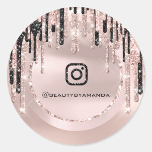 Adesivo Redondo Instagra Logotipo Makeup Artist Drives Rosa Glitte