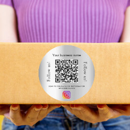 Adesivo Redondo Instagrama de código qr de negócio glamouroso prat