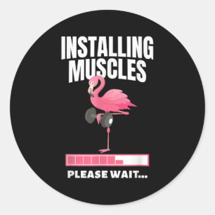 Adesivo Redondo Instalação de músculos Flamingo Exercício Malhação