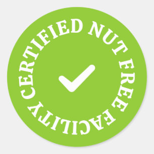 Adesivo Redondo Instalações Certificadas Livres de Nozes – Green A