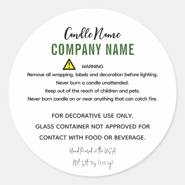 Adesivo Redondo Instrução de Aviso de Vela (Frente)