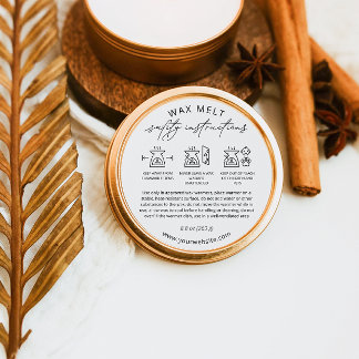 Adesivo Redondo Instrução de Wx Melt Wart Label Wax Warmer Care