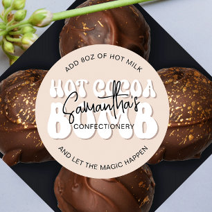 Adesivo Redondo Instruções para a bomba de cacau quente com retro 