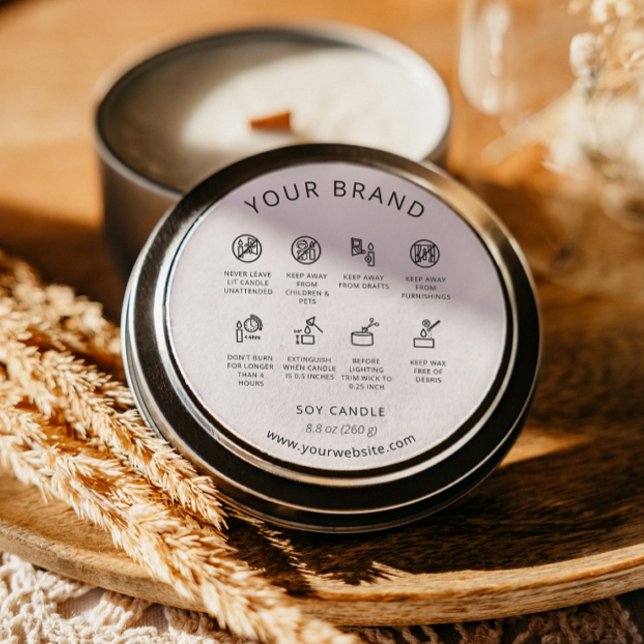 Adesivo Redondo Instruções para o cuidado com a vela do rótulo de  (Criador carregado)