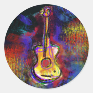 Adesivo Redondo instrumento da guitarra da música