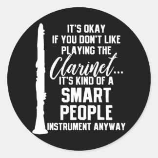 Adesivo Redondo Instrumento Musical Clarinet Player Funny