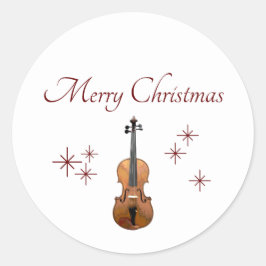 Adesivo Redondo Instrumento Musical Violin Christmas