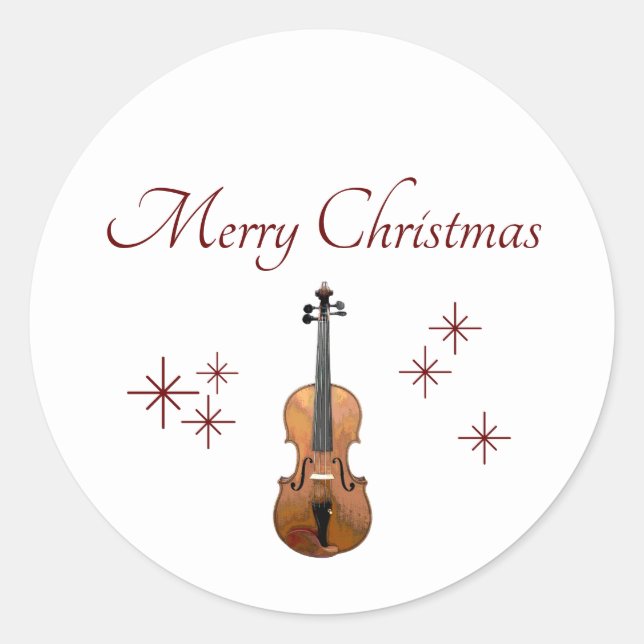 Adesivo Redondo Instrumento Musical Violin Christmas (Frente)
