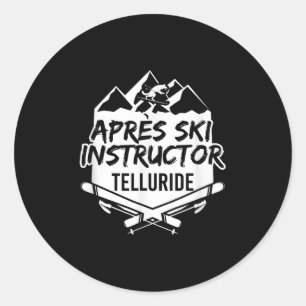 Adesivo Redondo Instrutor de Après-ski Telluride Montanha Esqui Es