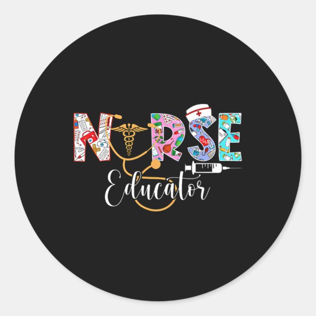 Adesivo Redondo Instrutor de Enfermeiro Stethosco (Frente)