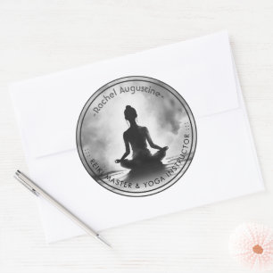 Adesivo Redondo Instrutor de Meditação de Yoga Pose do Lótus Pintu
