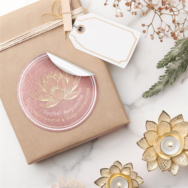 Adesivo Redondo Instrutor de Meditação do YOGA Studio Reiki Dourad (Criador carregado)