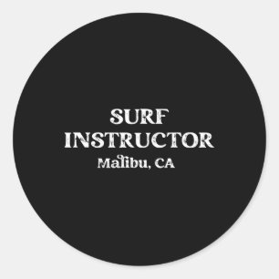 Adesivo Redondo Instrutor do surf Malibu California