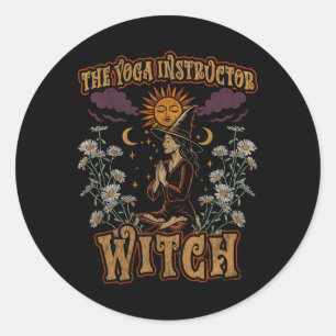Adesivo Redondo Instrutora de Yoga Bruxa Vida Plena, Movimento 