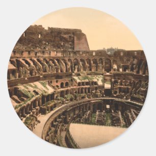 Adesivo Redondo Interior do Colosseum, Roma, Italia