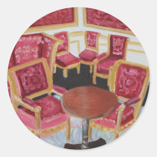 Adesivo Redondo Interior Vermelho:Chateau de Fontainebleau (Frente)