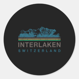 Adesivo Redondo Interlaken Suíça Escalada de Montanha Suíça Ret