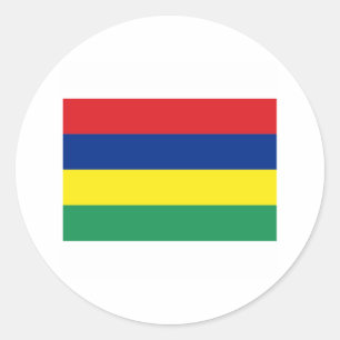Adesivo Redondo International da BANDEIRA de Maurícia