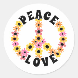 Adesivo Redondo International Day of Peace Love Flower