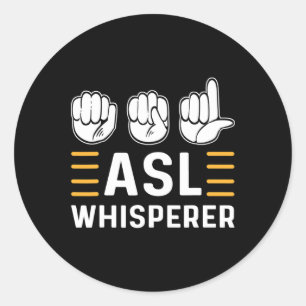 Adesivo Redondo Intérprete de ASL. Sinal de conscientização da Lín