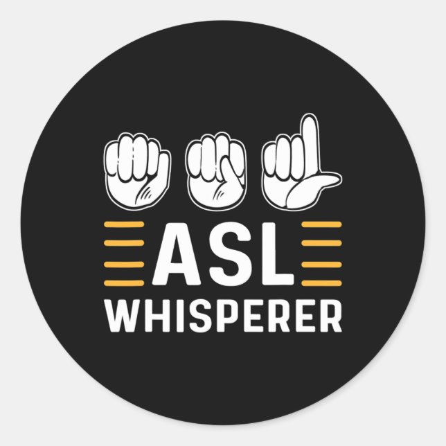 Adesivo Redondo Intérprete de ASL. Sinal de conscientização da Lín (Frente)