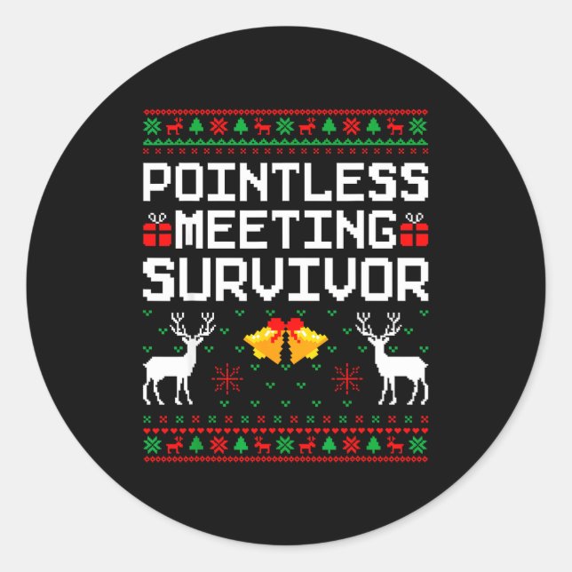 Adesivo Redondo Intless Meeting Survivor Ugly Christmas Sweater Of (Frente)