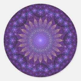 Adesivo Redondo Intrair Mandala Fractal | Roxo, Azul, Laranja