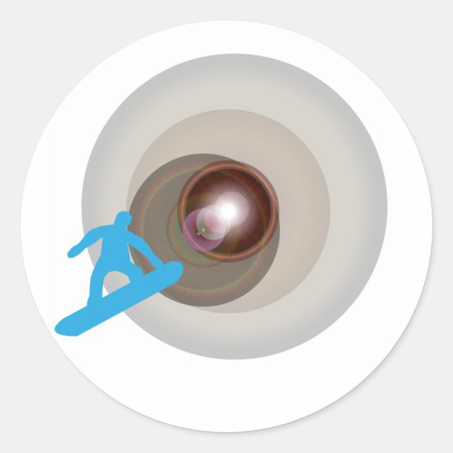 Adesivo Redondo introduzir snowboard (Frente)