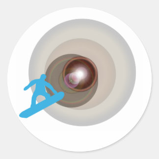 Adesivo Redondo introduzir snowboard