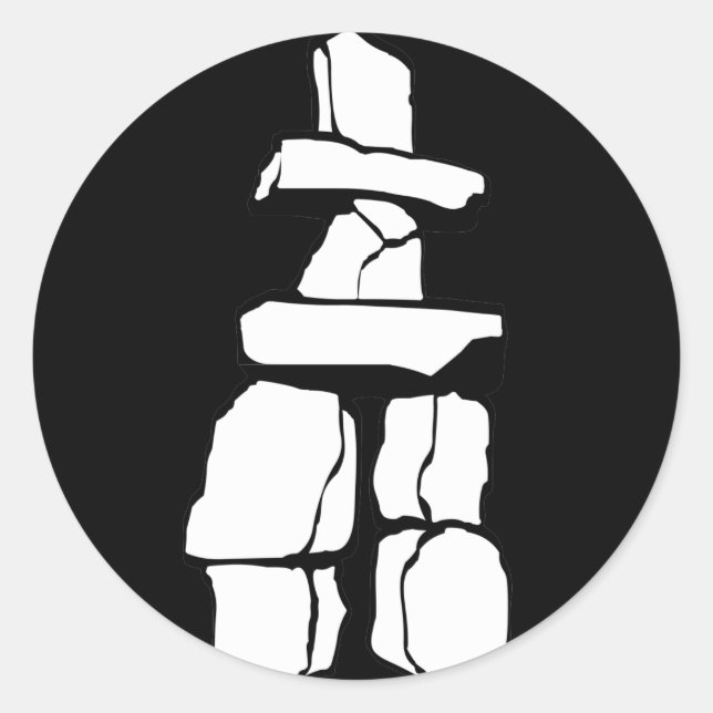 Adesivo Redondo Inuit Inukshuk Stickers Vancouver Landmark Art (Frente)