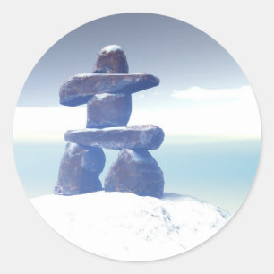Adesivo Redondo Inukshuk Sticker