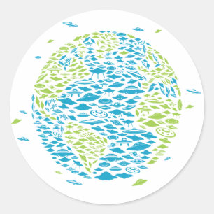 Adesivo Redondo Invasão do mundo, Alienígenas, navios espaciais