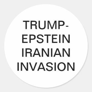 Adesivo Redondo INVASÃO TRUMP-EPSTEIN IRÃ Hankamer Artjunkhaus 